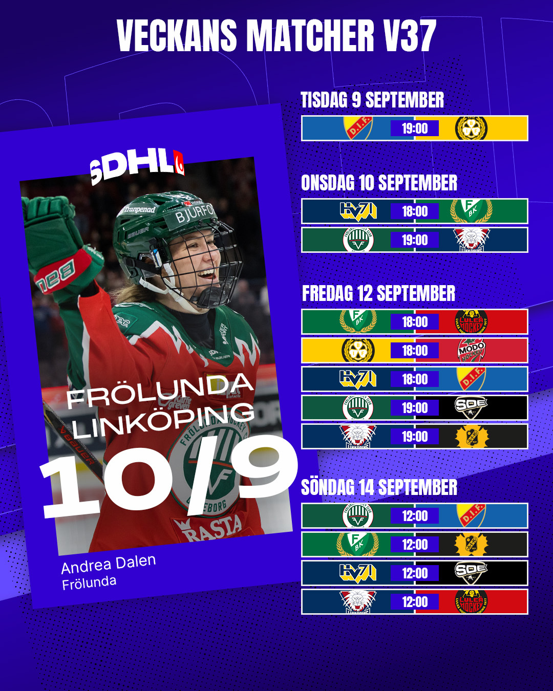 SDHL Veckoschema förhandsvisning